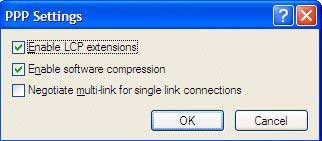 PPP Settings dialog